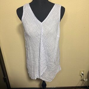 Women's Pure Jill XS 100% Linen Light Blue Costal Beachy Sleeveless Top